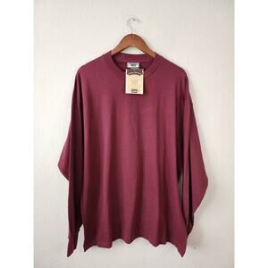 Vintage Lee Total Cotton Maroon Blank Long Sleeve Shirt New With Tags USA XL